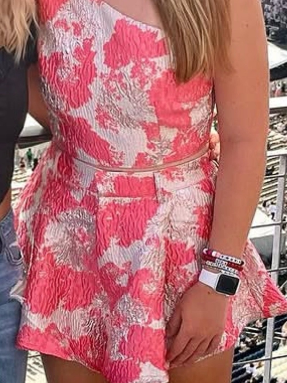 Showpo Coral Pink Floral One-Shoulder Fit & Flare Set